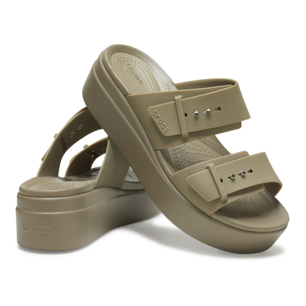 Sandale Crocs Women’s Brooklyn Low Wedge Sandal Maro - Khaki - 3 | YEO