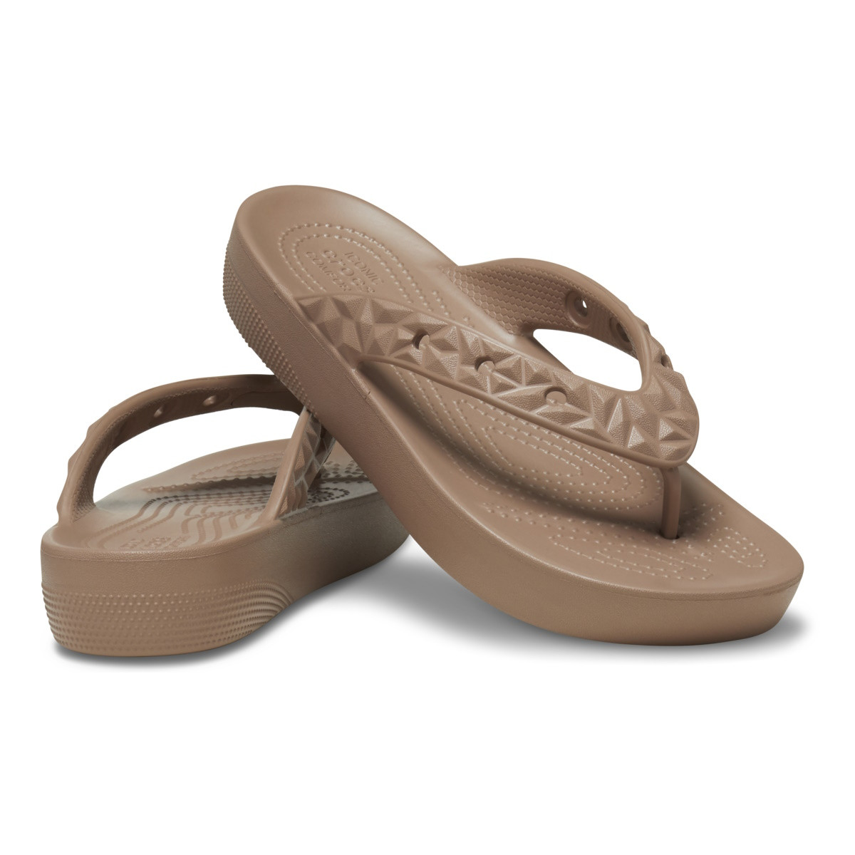 Șlapi Crocs Classic Platform Geometric Flip Maro - Latte - 3 | YEO