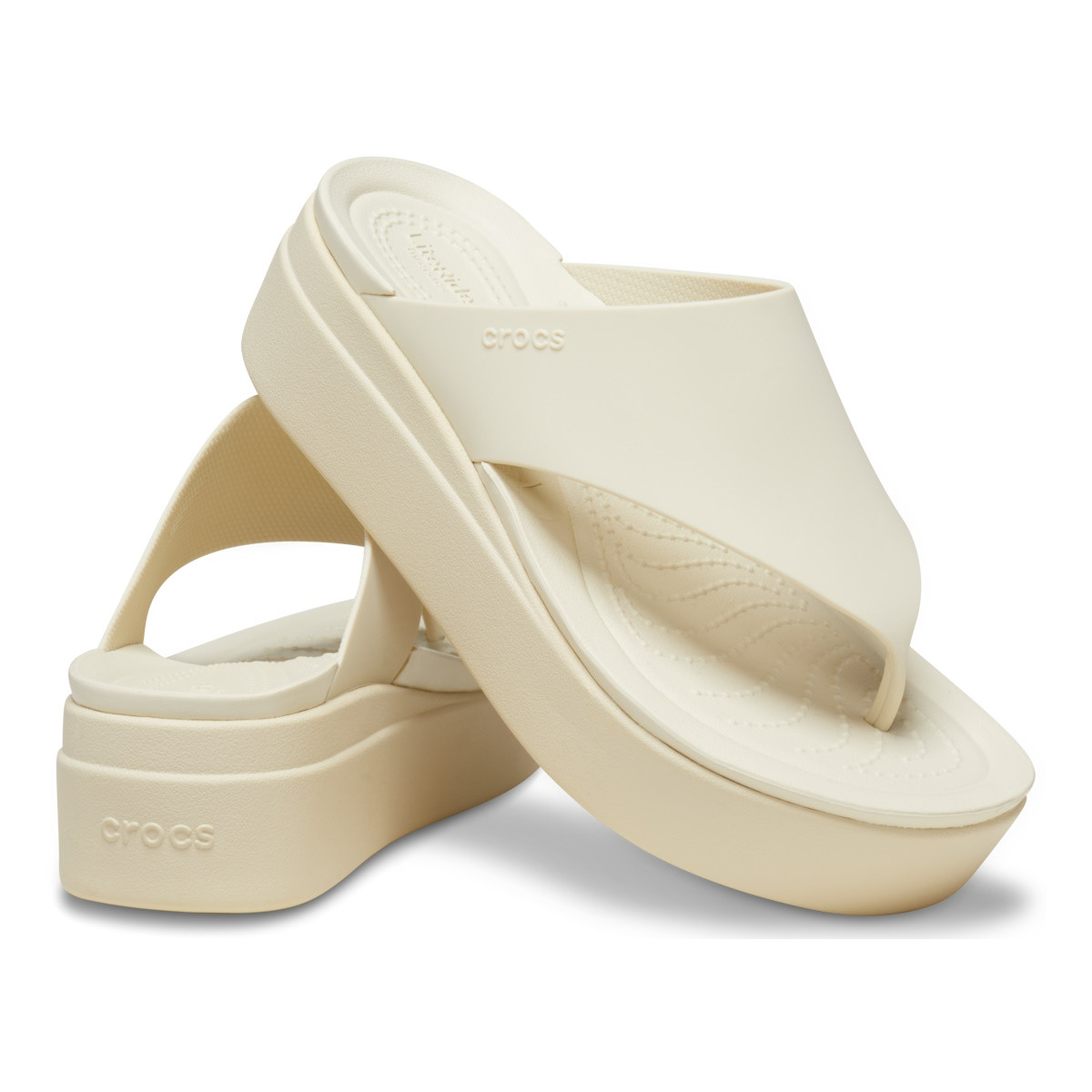 Slapi Crocs Brooklyn Flip Bej - Bone - 3 | YEO