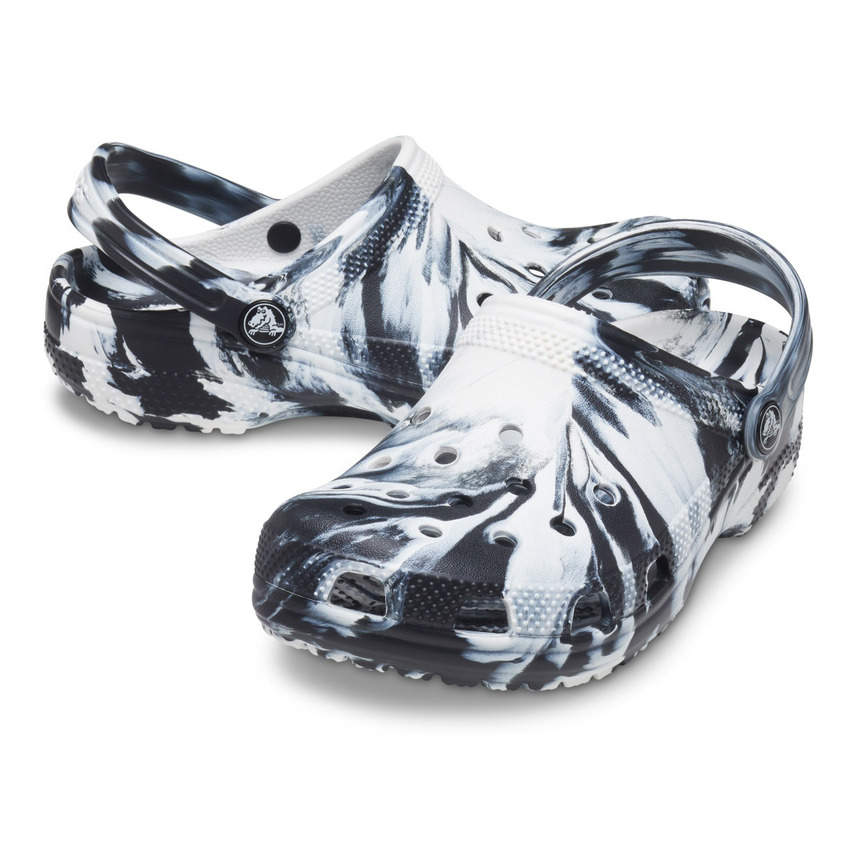 Saboti Crocs Classic Marbled Clog Kids Negru - Black/White - 3 | YEO