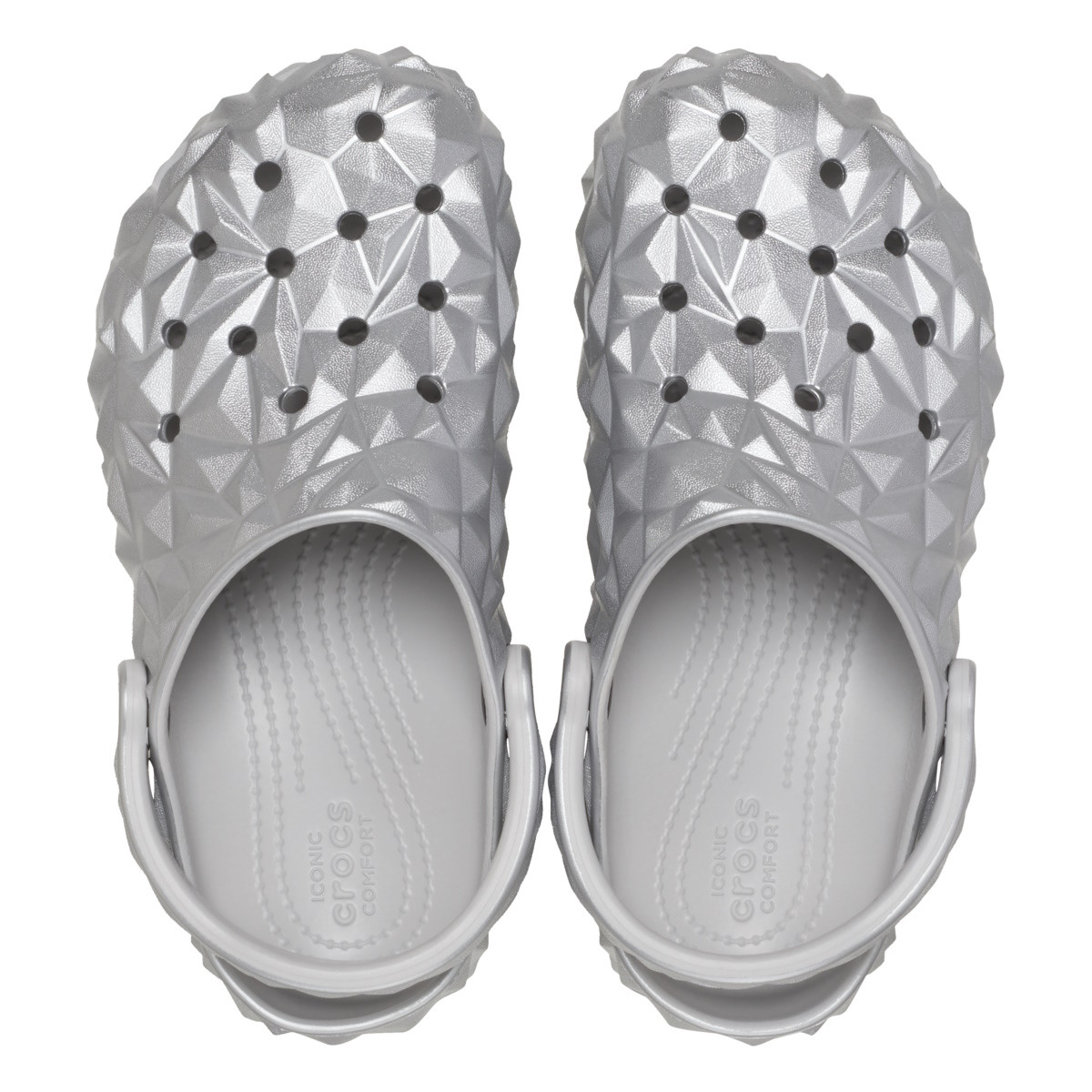 Saboti Crocs Classic Metallic Geometric Clog Argintiu - Silver - 4 | YEO