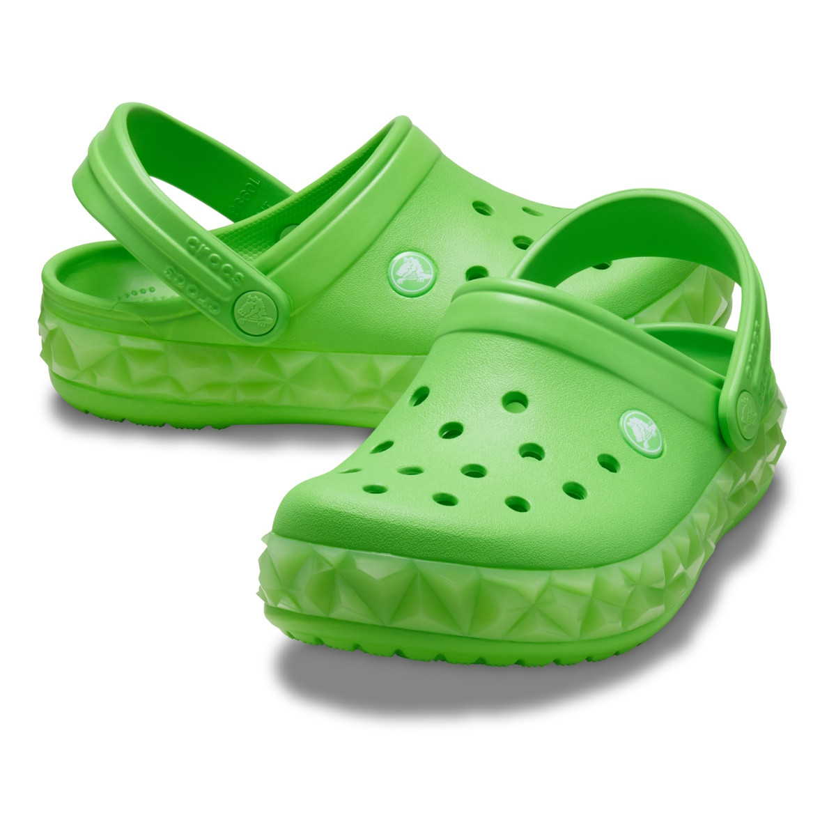 Saboti Crocs Toddler Crocband Geometric Glow in the Dark Band Clog Verde - Green Slime - 3 | YEO