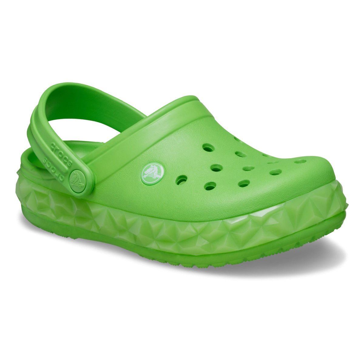 Saboti Crocs Crocband Geometric Glow In the Dark Band Clog Kids Verde - Green Slime - 1 | YEO