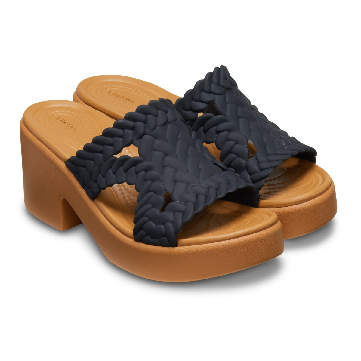 Papuci Crocs Brooklyn Woven Slide Heel Negru - Black - 3 | YEO