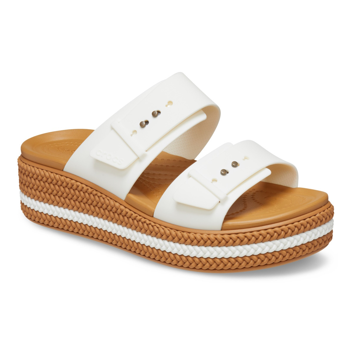 Papuci Crocs Brooklyn Woven Buckle Alb - Chalk - 1 | YEO