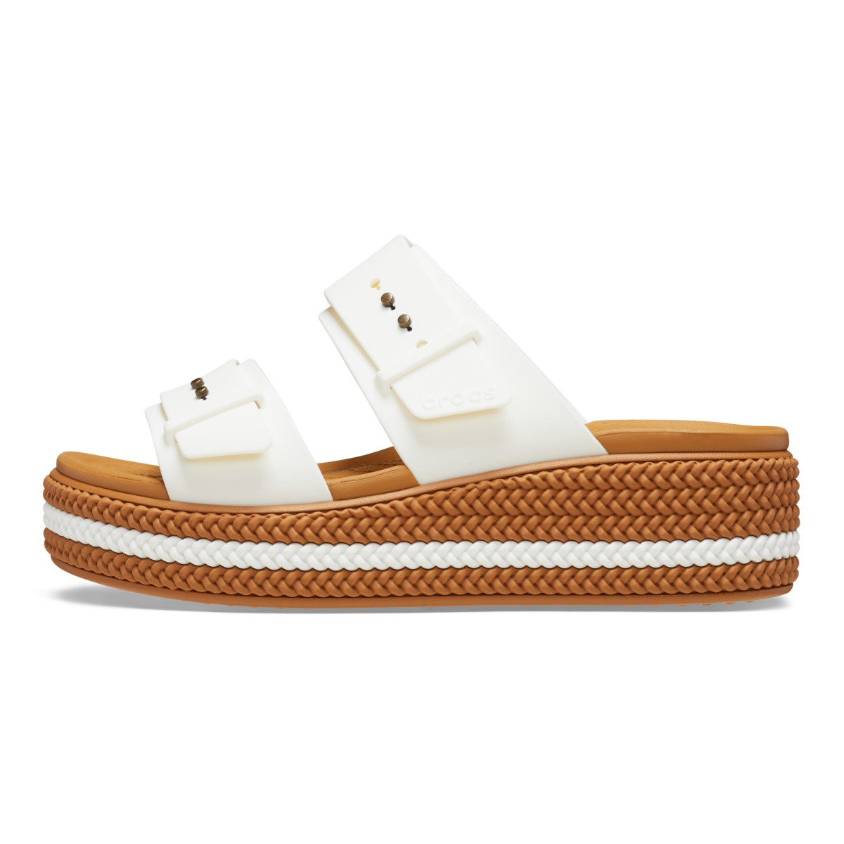 Papuci Crocs Brooklyn Woven Buckle Alb - Chalk - 2 | YEO