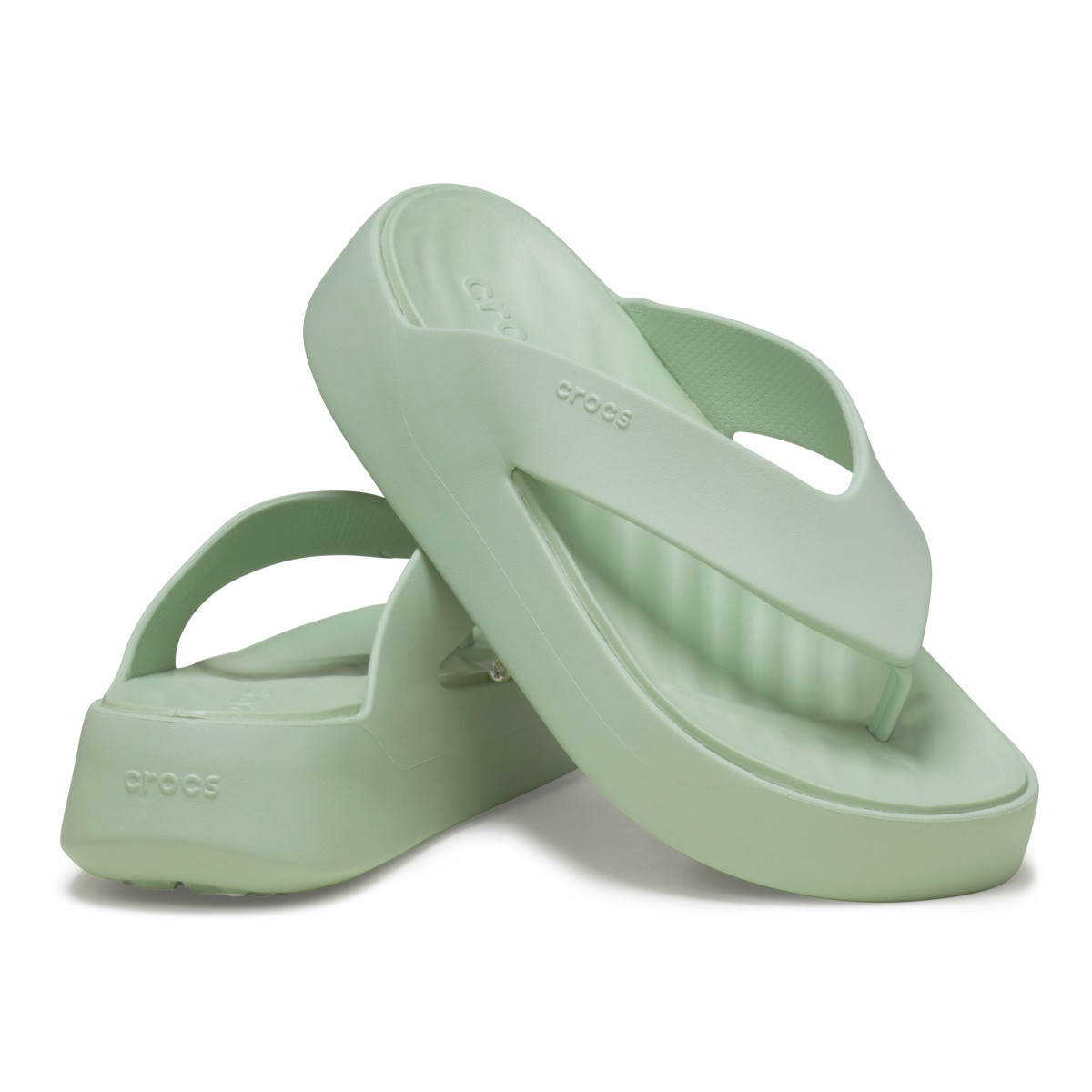 Slapi Crocs Getaway Platform Flip Verde - Plaster - 3 | YEO
