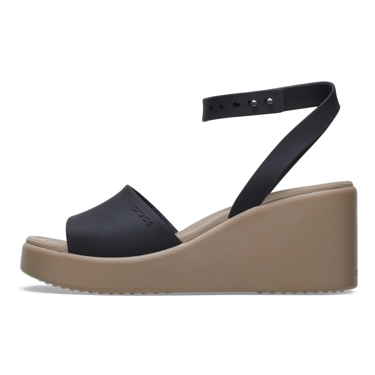 Sandale Crocs Brooklyn Ankle Strap Wedge Negru - Black/Mushroom - 2 | YEO