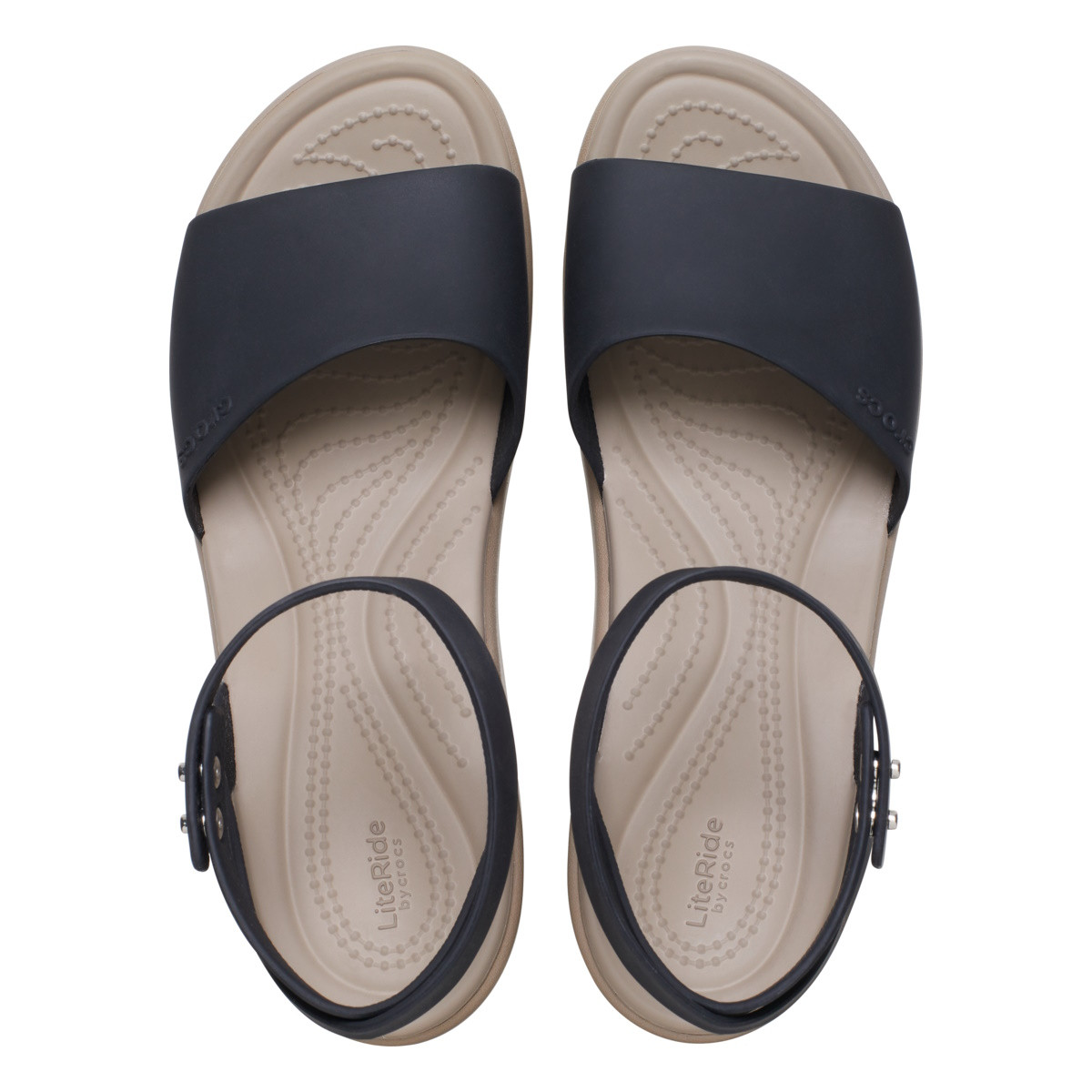 Sandale Crocs Brooklyn Ankle Strap Wedge Negru - Black/Mushroom - 3 | YEO