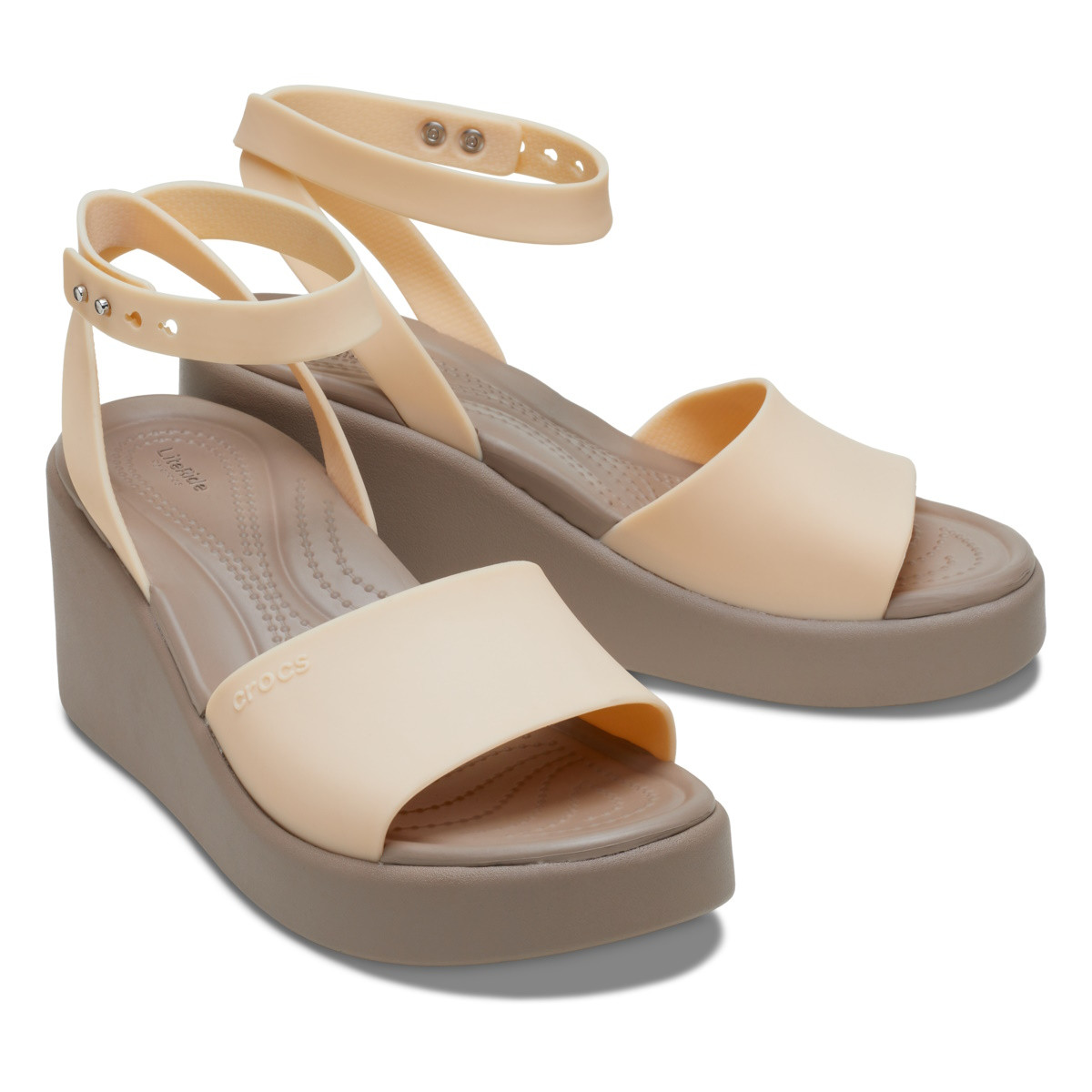 Sandale Crocs Brooklyn Ankle Strap Wedge Bej - Shitake - 4 | YEO