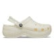 Saboți Crocs Women's Classic Platform Glitter Clog Culoare Alb - Chalk