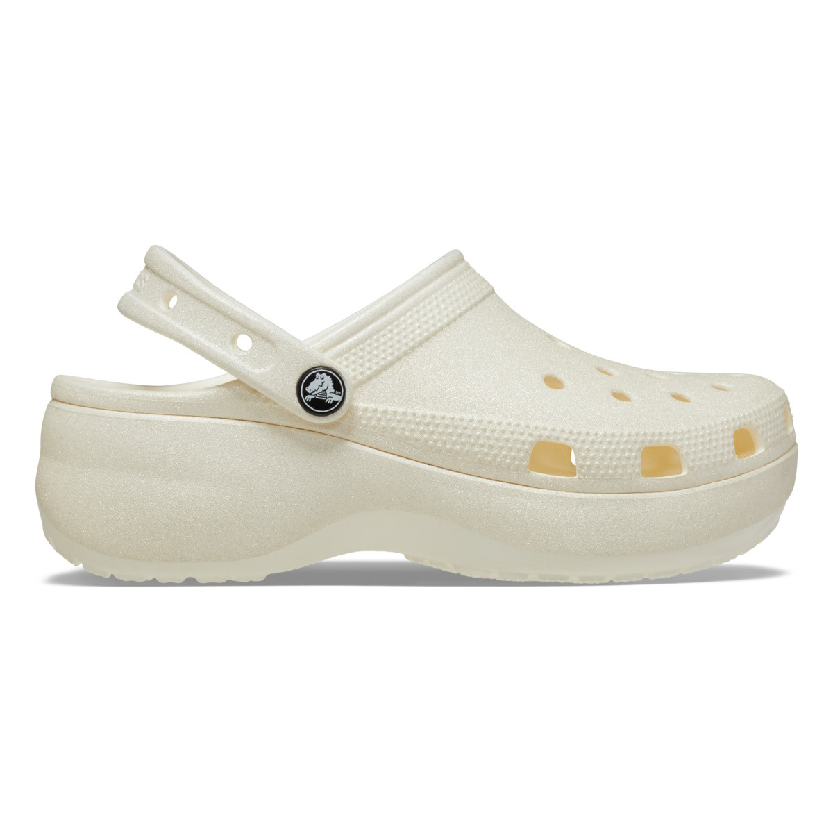 Saboți Crocs Women\'s Classic Platform Glitter Clog Alb - Chalk