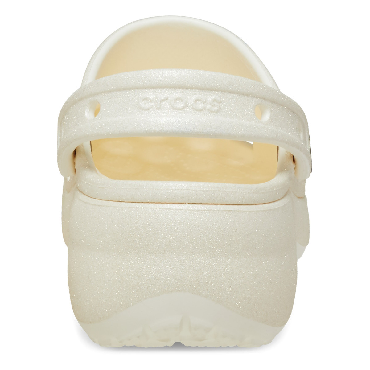 Saboți Crocs Women's Classic Platform Glitter Clog Alb - Chalk