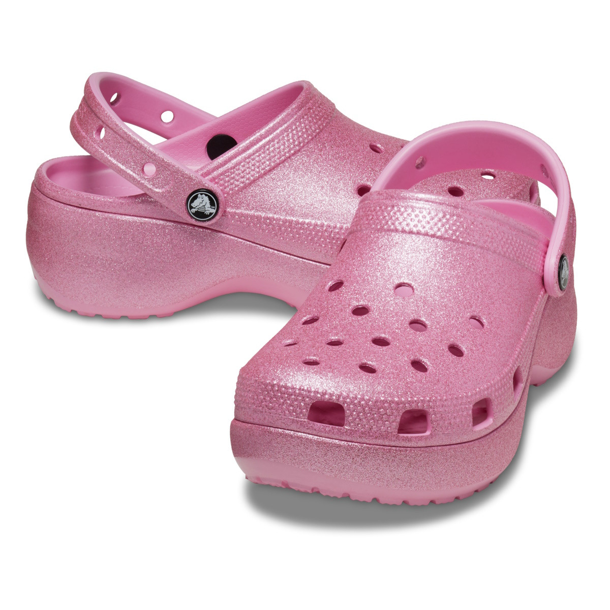 Saboți Crocs Women\'s Classic Platform Glitter Clog Roz - Pink Tweed - 3 | YEO