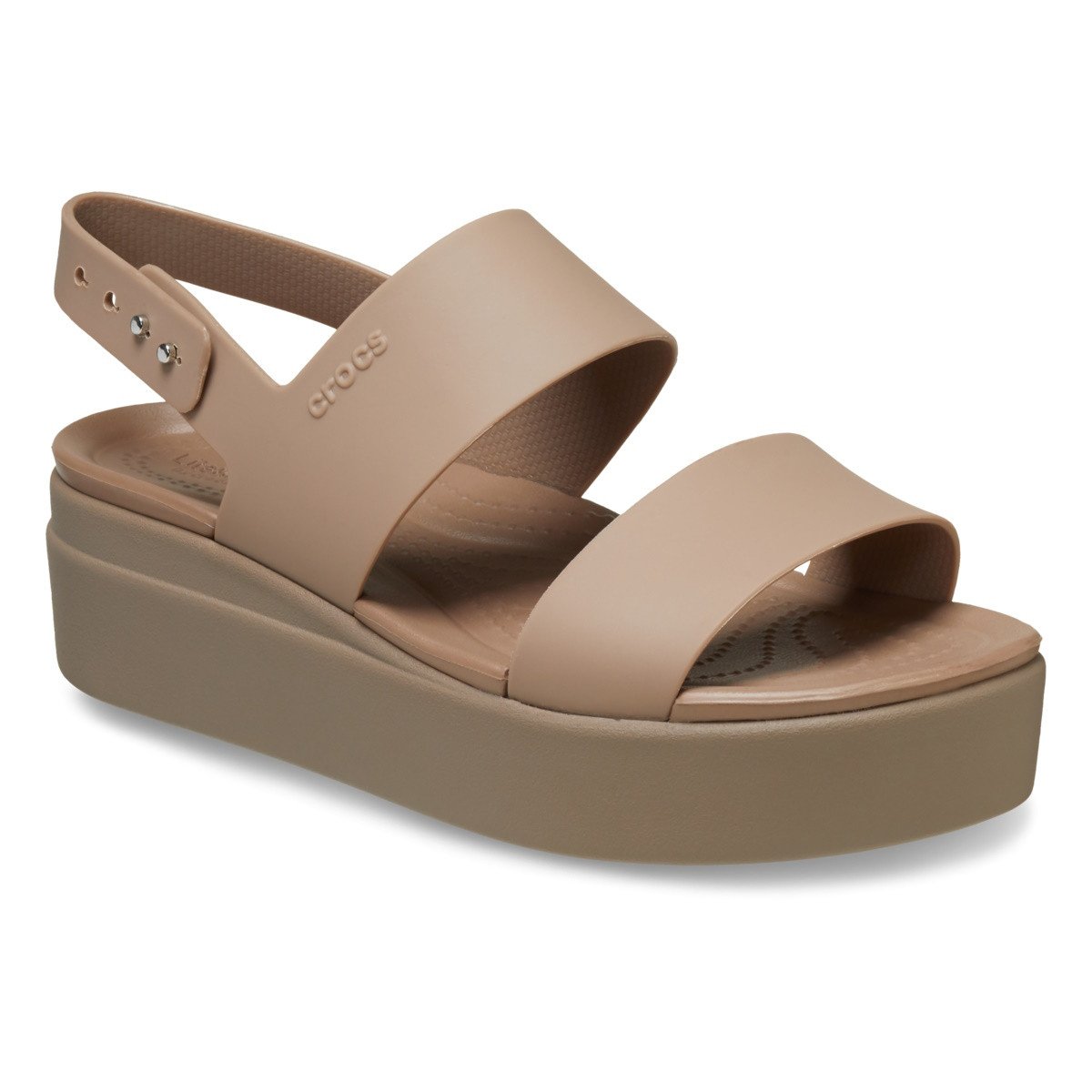 Sandale Crocs Brooklyn Low Wedge Maro - Latte/Mushroom - 1 | YEO