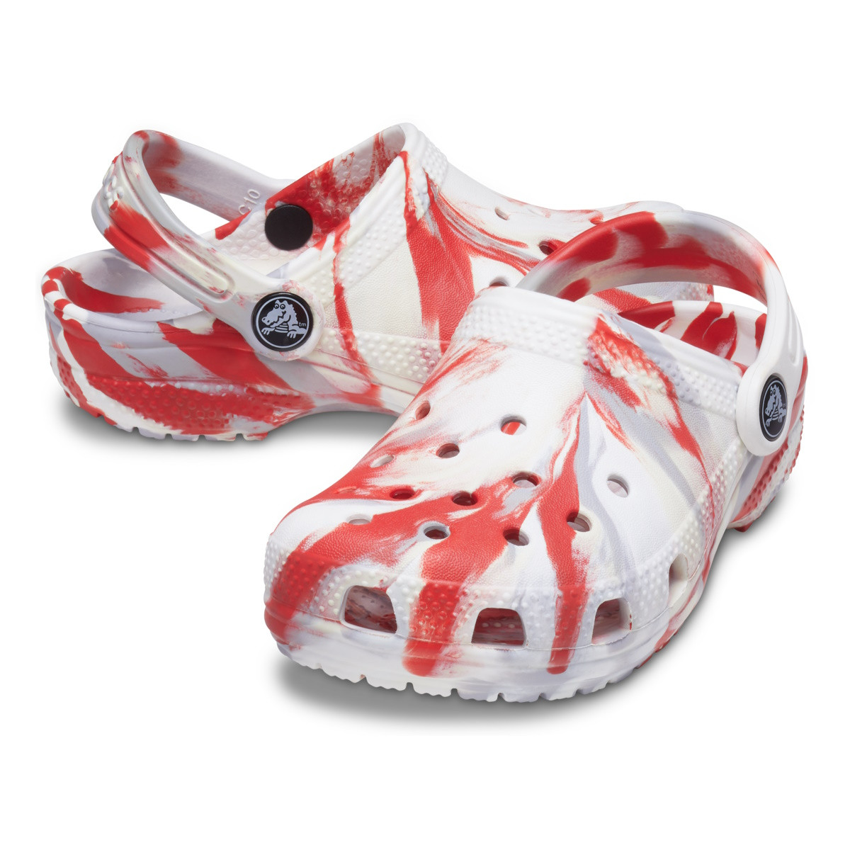 Saboti Crocs Classic Toddler Marbled Clog Alb - White/Flame - 2 | YEO