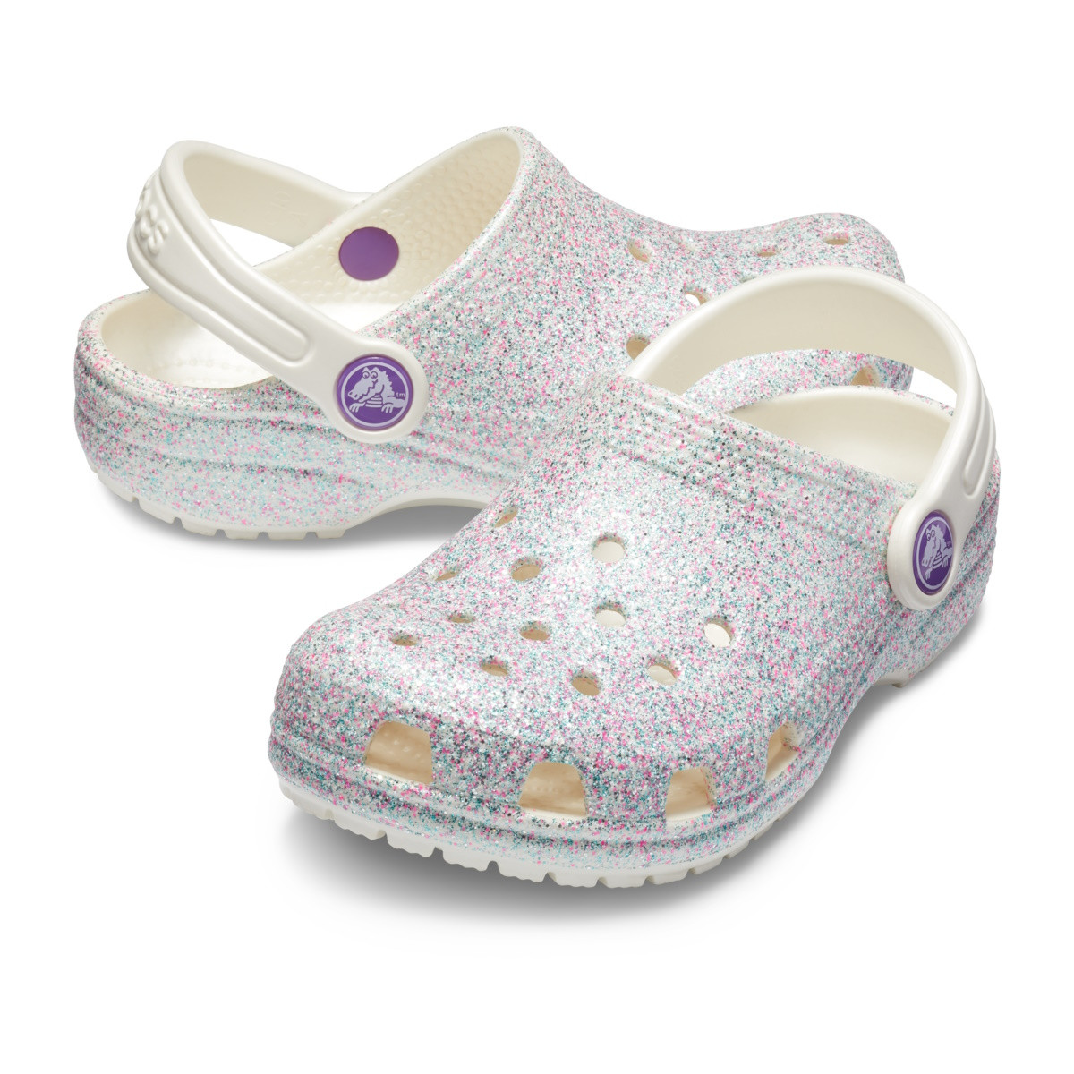 Saboti Crocs Toddler Classic Glitter Clog Alb - Oyster - 2 | YEO