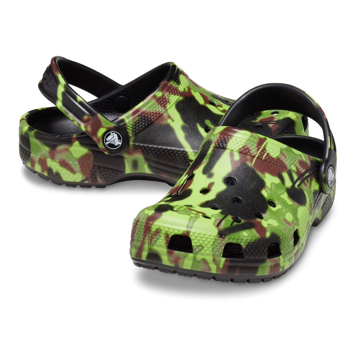 Saboti Crocs Classic Spray Camo Clog Kids Negru - Black - 3 | YEO