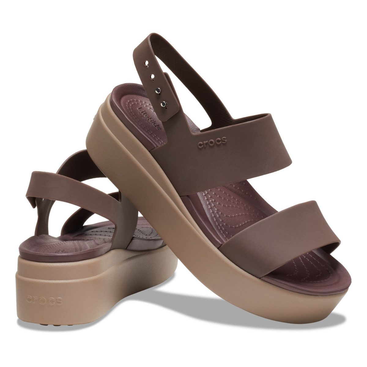 Sandale Crocs Brooklyn Low Wedge Maro - Mocha/Mushroom