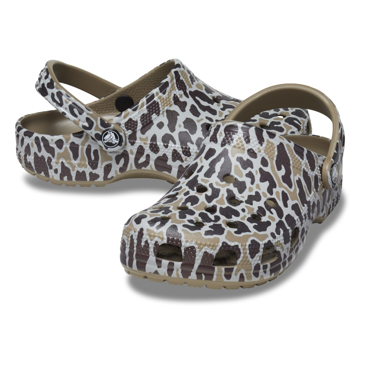 Saboți Crocs Classic Animal Print Clog Maro - Khaki/Leopard - 3 | YEO