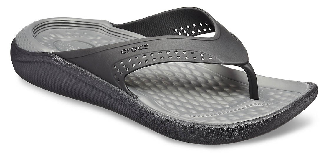 Slapi Crocs LiteRide Flip Negru - Black/Slate Grey - 1 | YEO