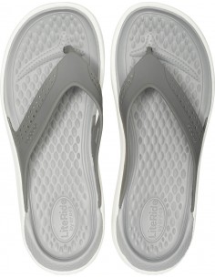 Slapi Crocs LiteRide Flip Gri - Smoke/White 2