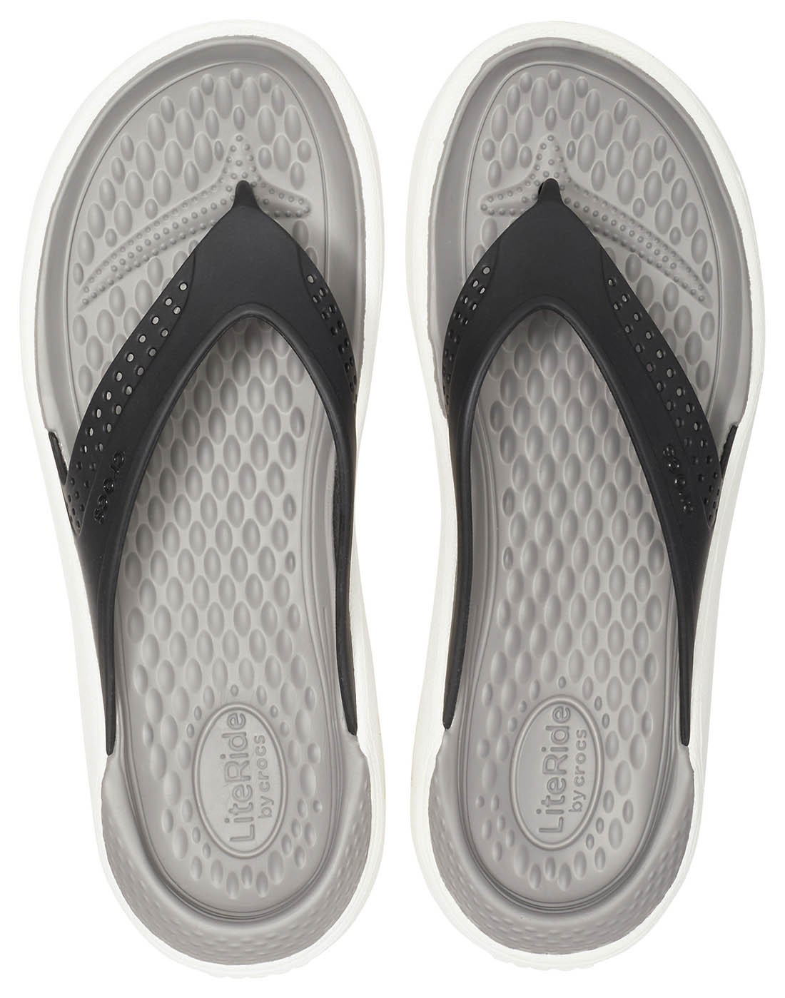 Slapi Crocs LiteRide Flip Negru - Black/Smoke - 1 | YEO