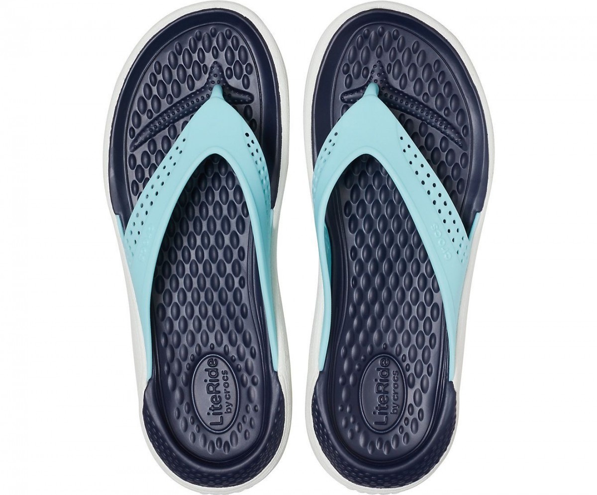 Slapi Crocs LiteRide Flip Albastru - Ice Blue/Almost White - 2 | YEO