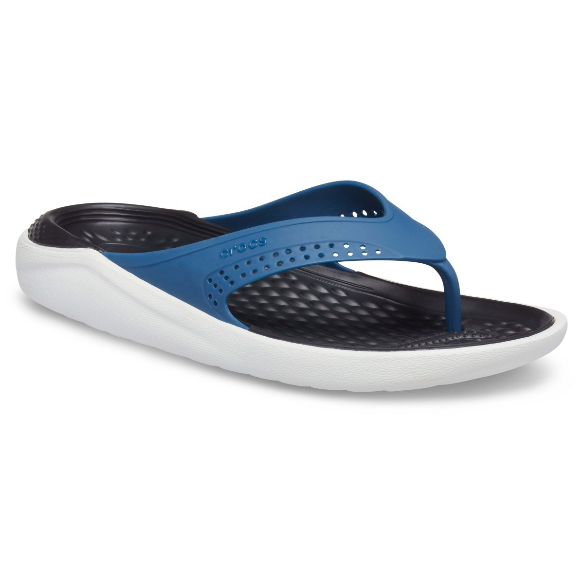 Slapi Crocs LiteRide Flip Albastru - Vivid Blue/Almost White - 1 | YEO