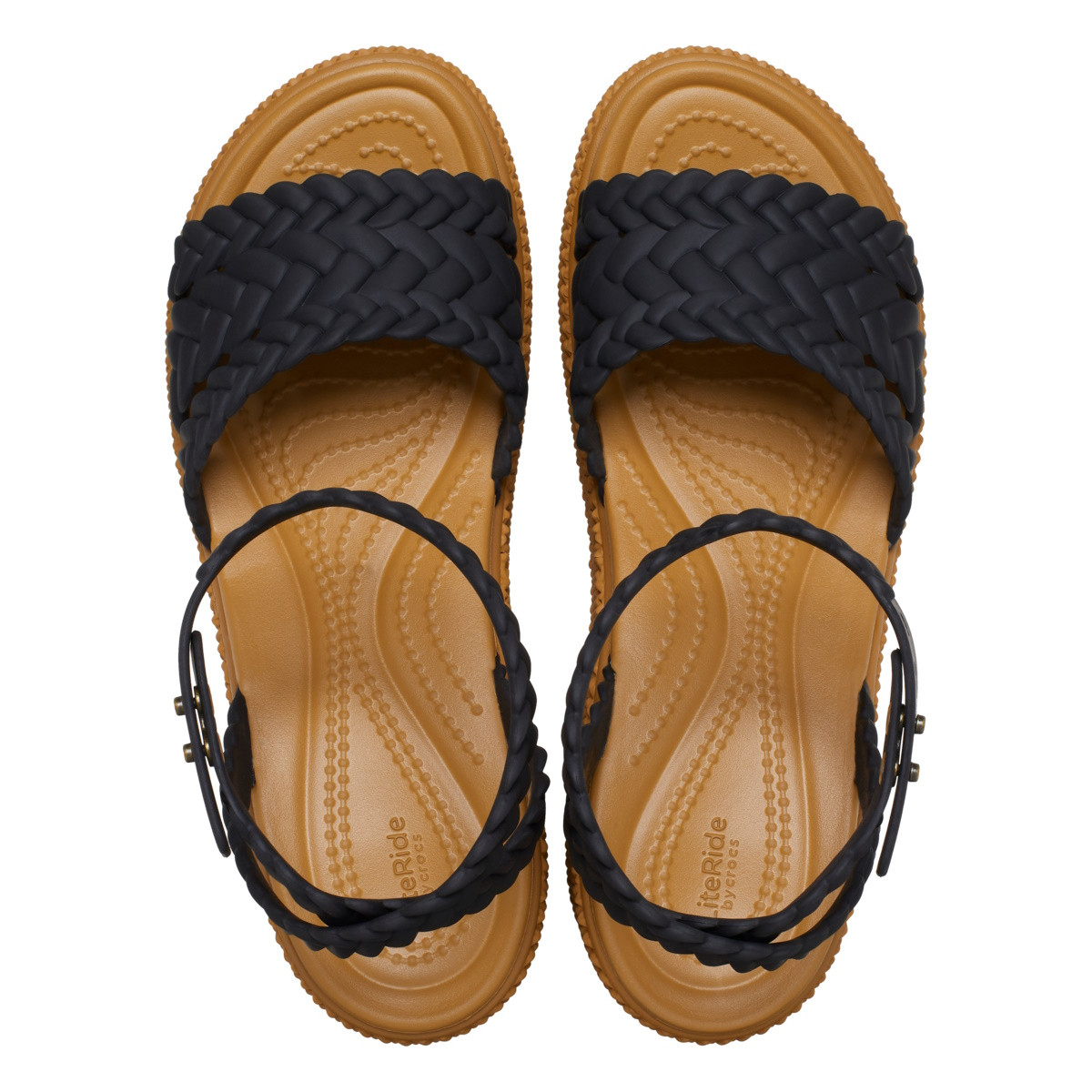 Sandale Crocs Brooklyn Woven Ankle Strap Wedge Negru - Black - 3 | YEO