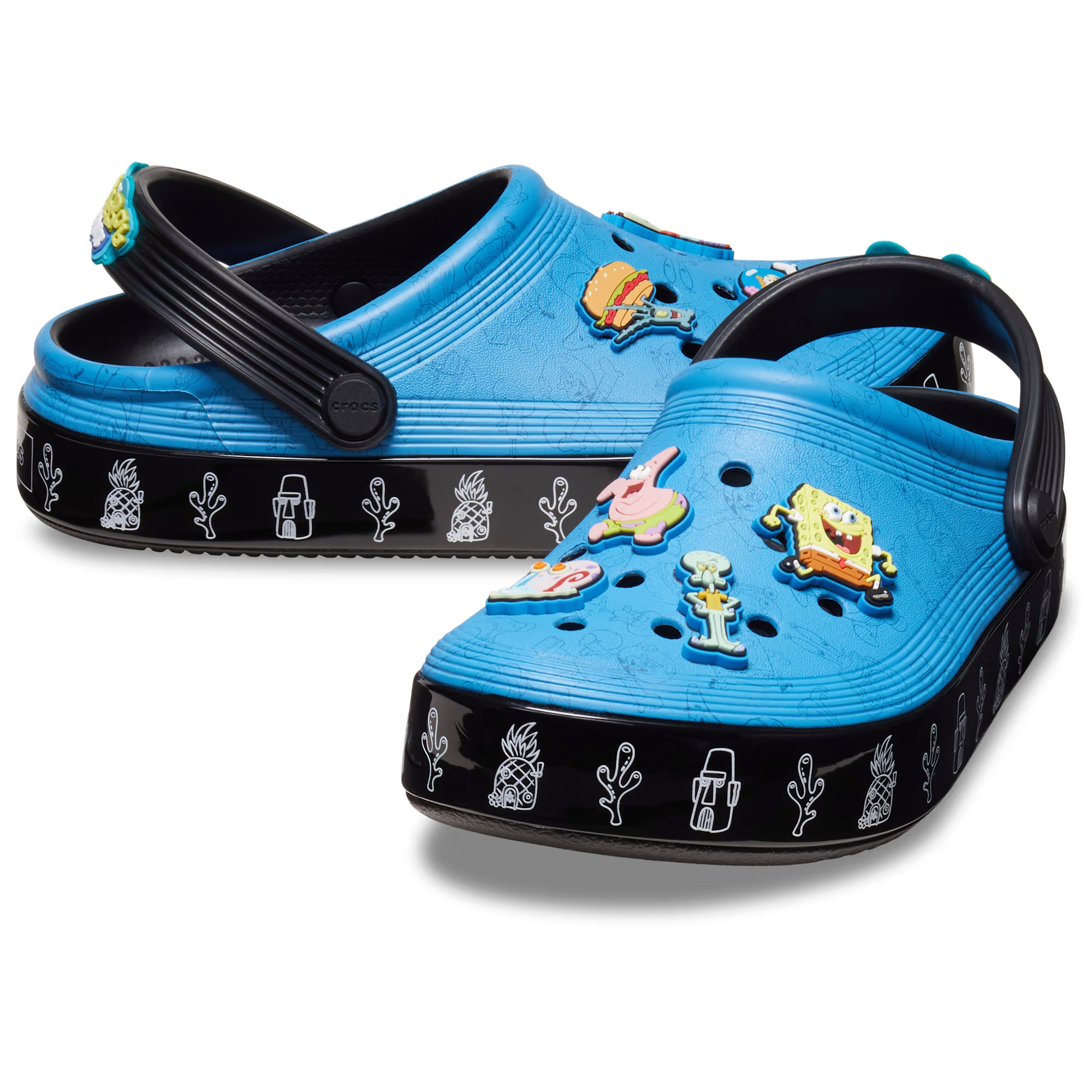 Saboti Crocs Spongebob Multi Off Court Clog Kids Negru - Black - 1 | YEO