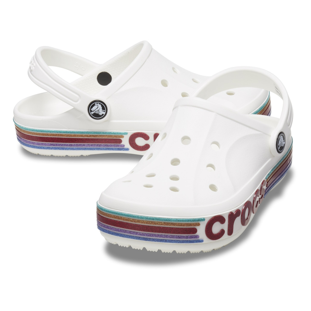 Saboti Crocs Bayaband Rainbow Glitter Clog Kids Alb - White - 3 | YEO