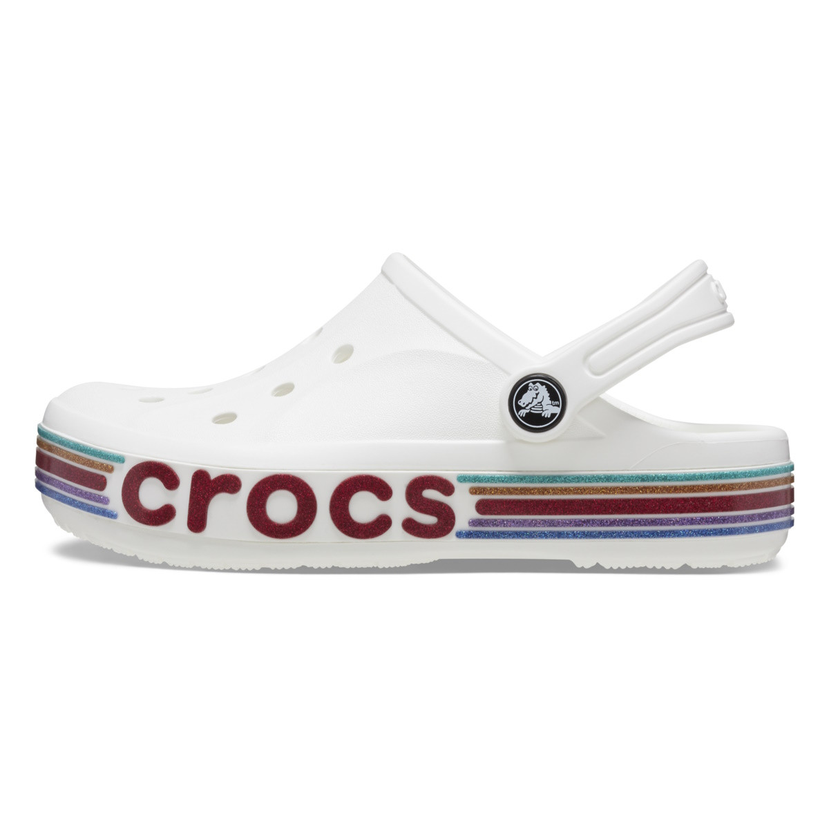 Saboti Crocs Bayaband Rainbow Glitter Clog Kids Alb - White - 2 | YEO
