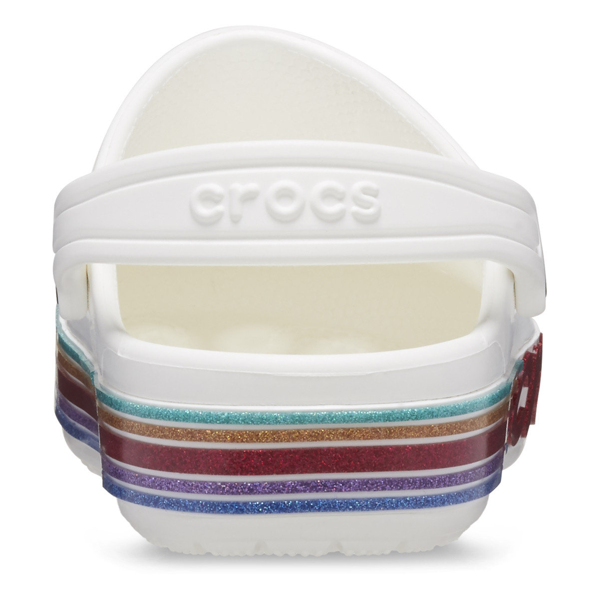 Saboti Crocs Toddler Bayaband Rainbow Glitter Clog Alb - White