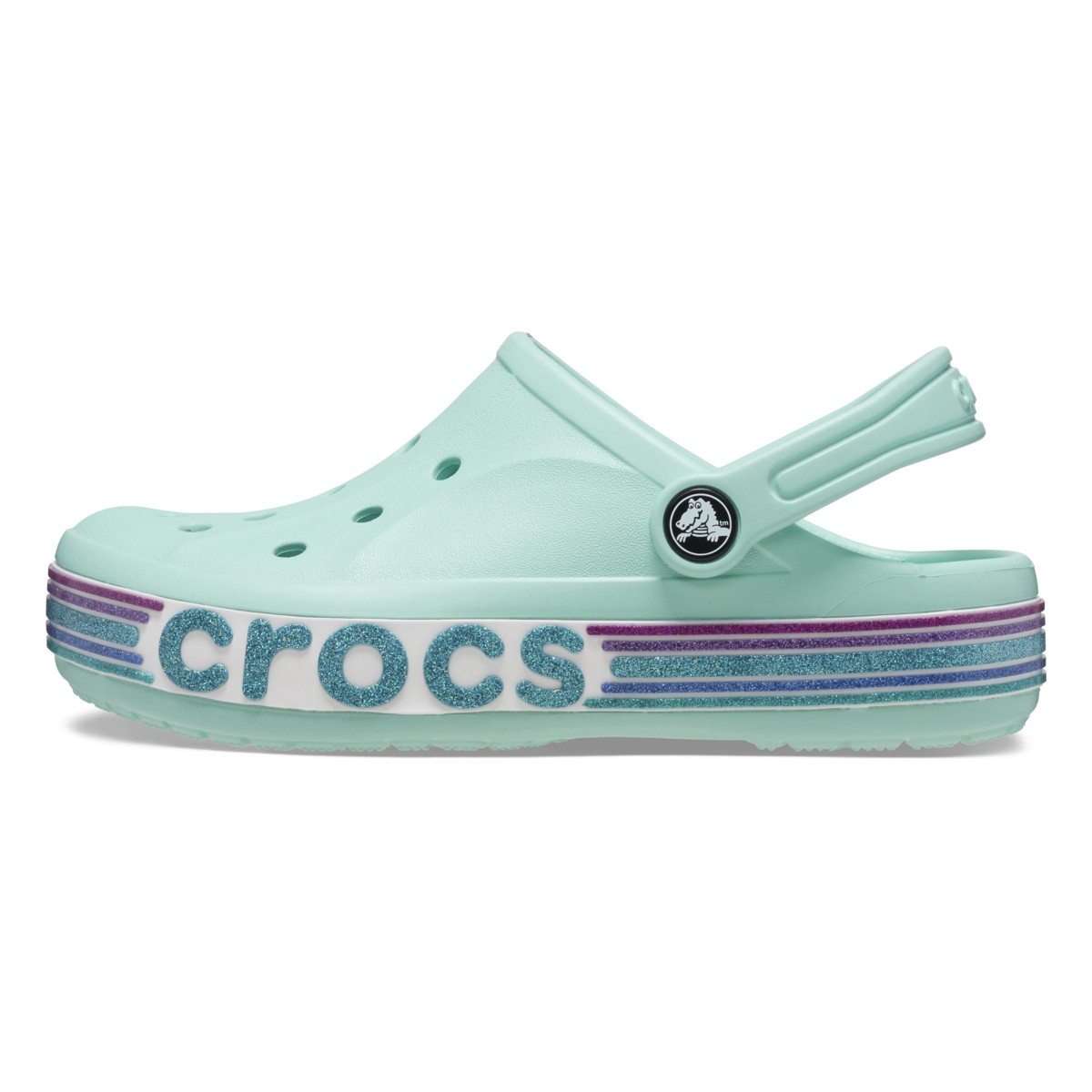 Saboti Crocs Toddler Bayaband Rainbow Glitter Clog Albastru - Pure Water - 2 | YEO