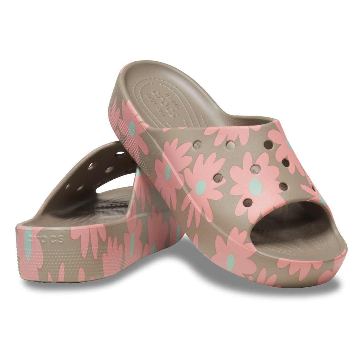 Papuci Crocs Classic Platform Retro Resort Slide Maro - Mushroom/Multi - 2 | YEO