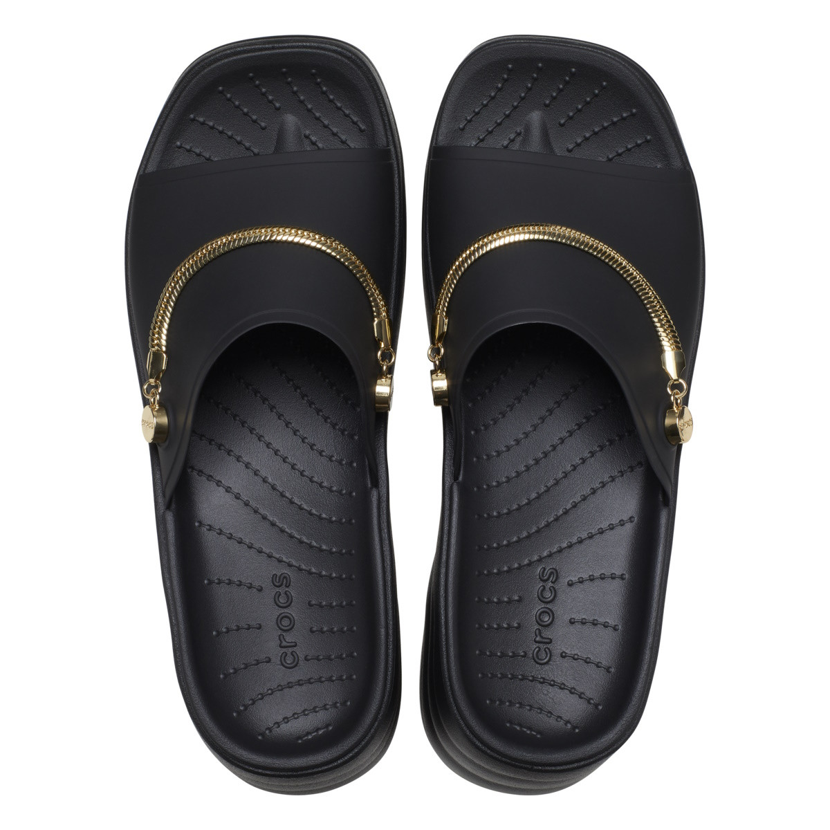 Papuci Crocs Skyline Chain Slide Negru - Black/Gold - 4 | YEO