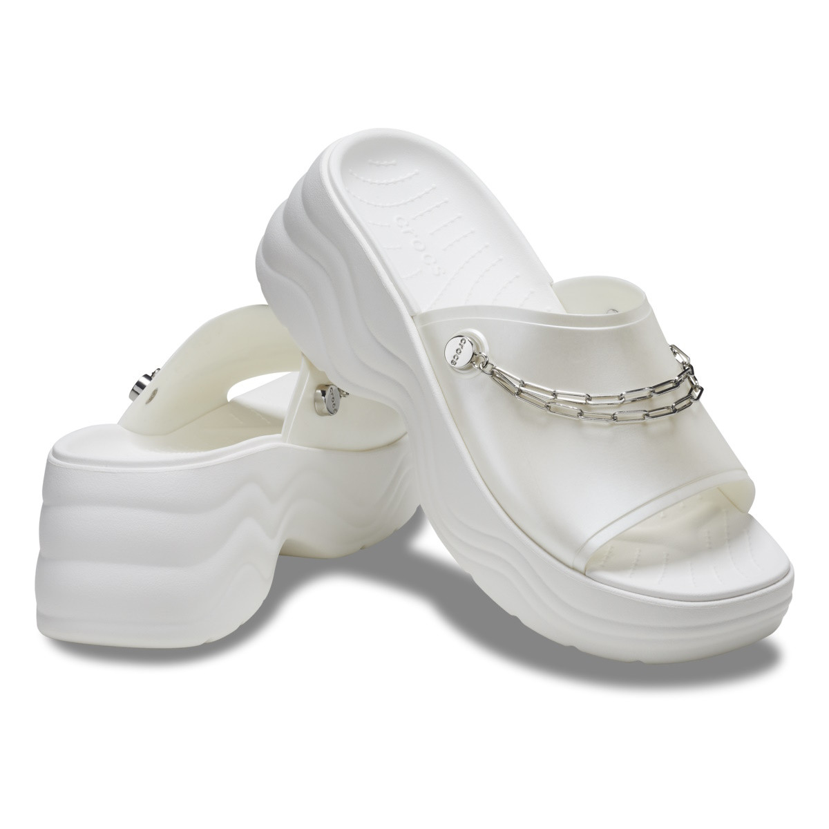 Papuci Crocs Skyline Chain Slide Alb - White - 3 | YEO