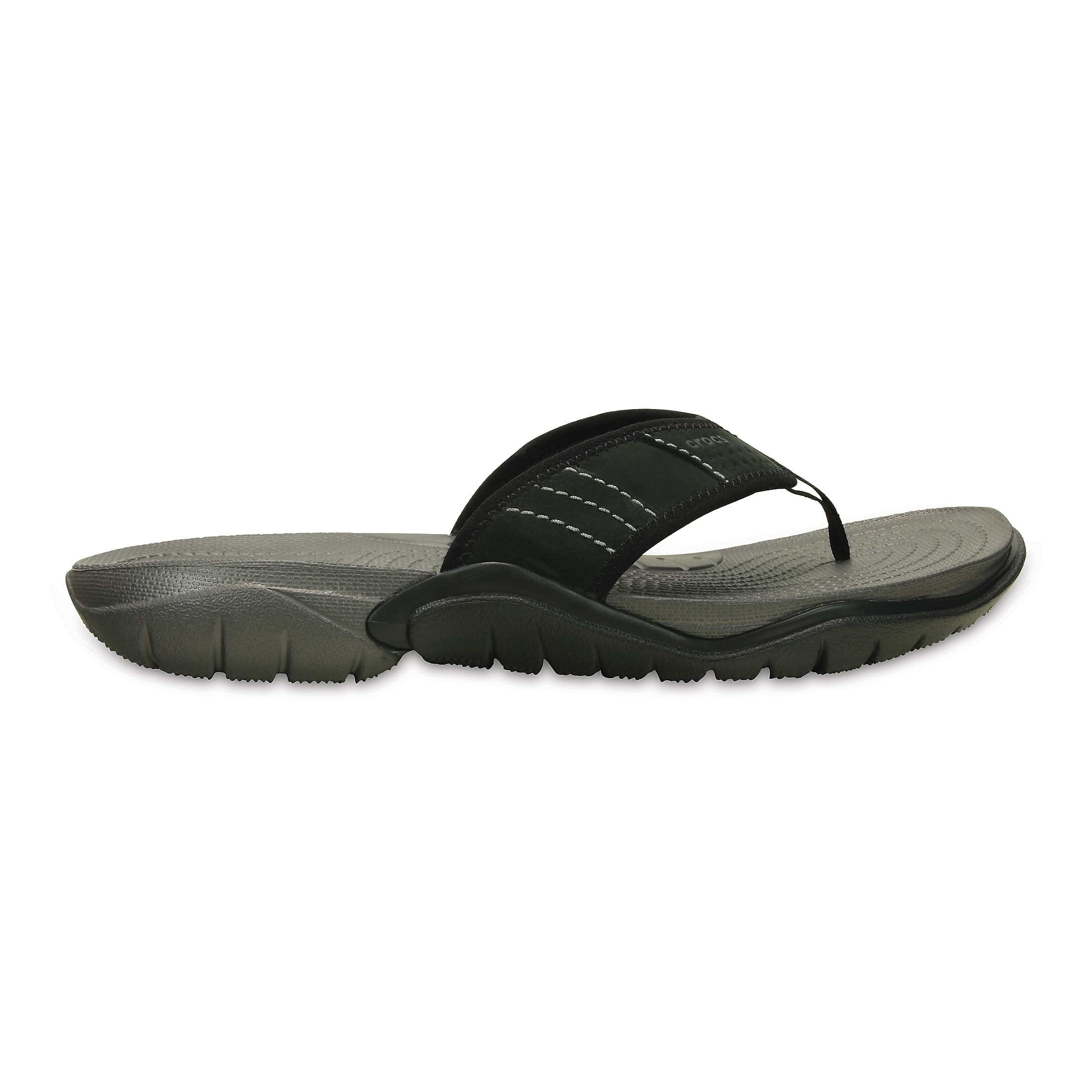 Slapi Crocs Men’s Swiftwater Flip Gri – Graphite/Black barbati imagine 2022