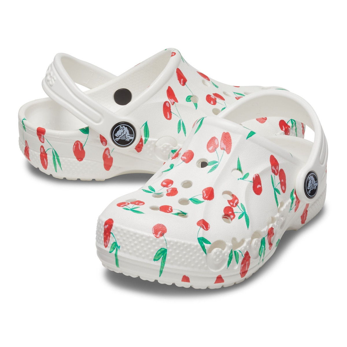 Saboti Crocs Baya Graphic Clog Kids Alb - White/Cherry - 3 | YEO