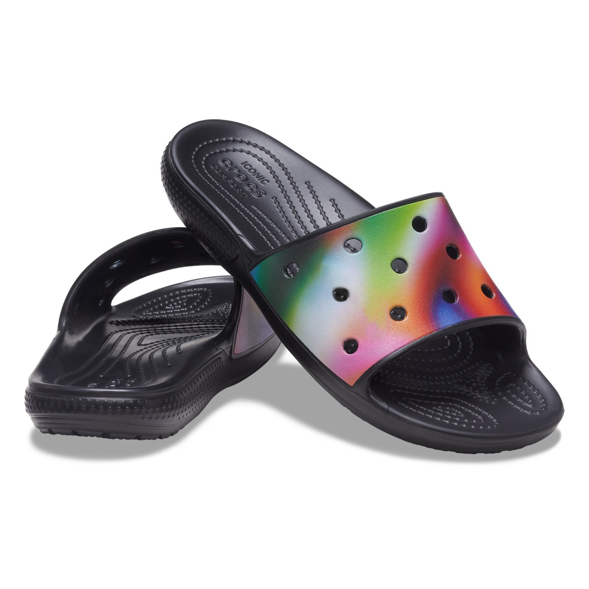 Papuci Crocs Classic Crocs Solarized Slide Negru - Black/Multi - 3 | YEO