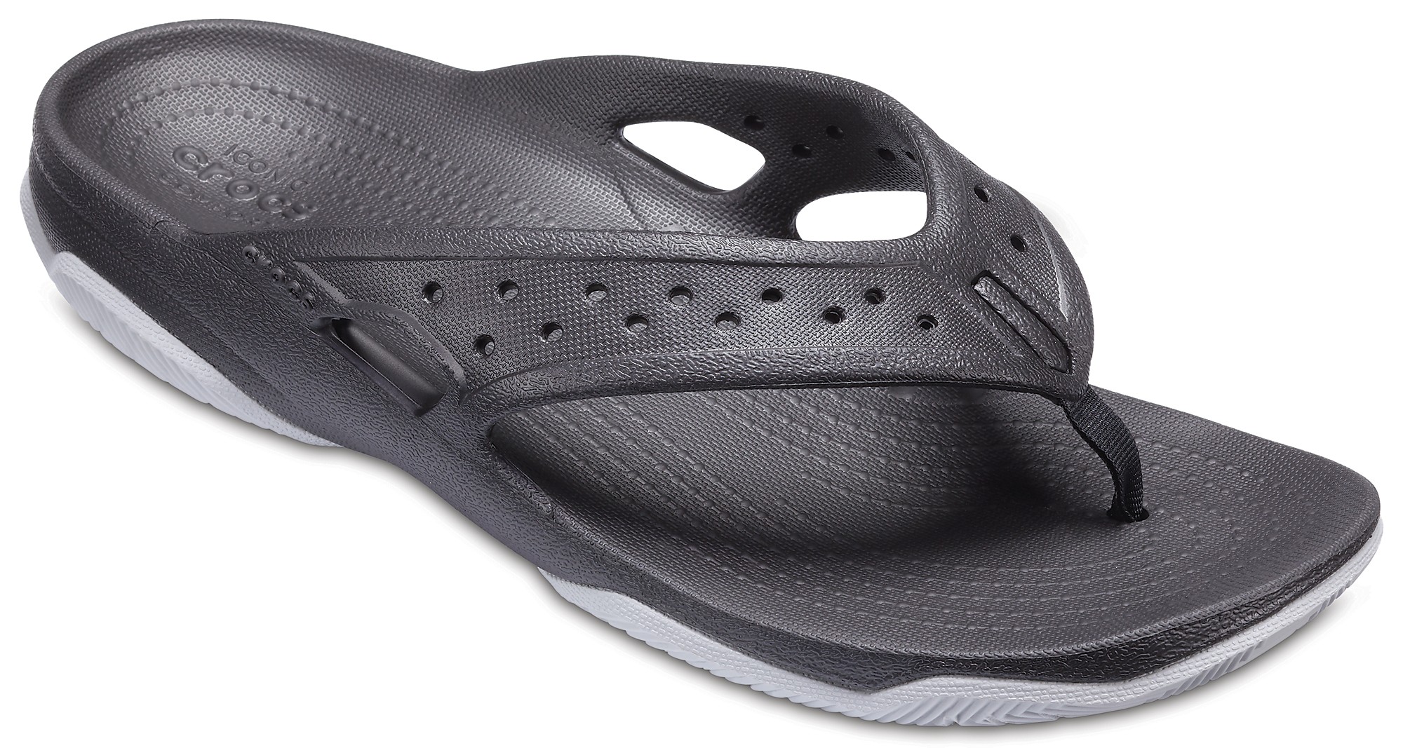 Șlapi Crocs Men\'s Swiftwater Deck Flip Negru - Black/Light Grey - 1 | YEO
