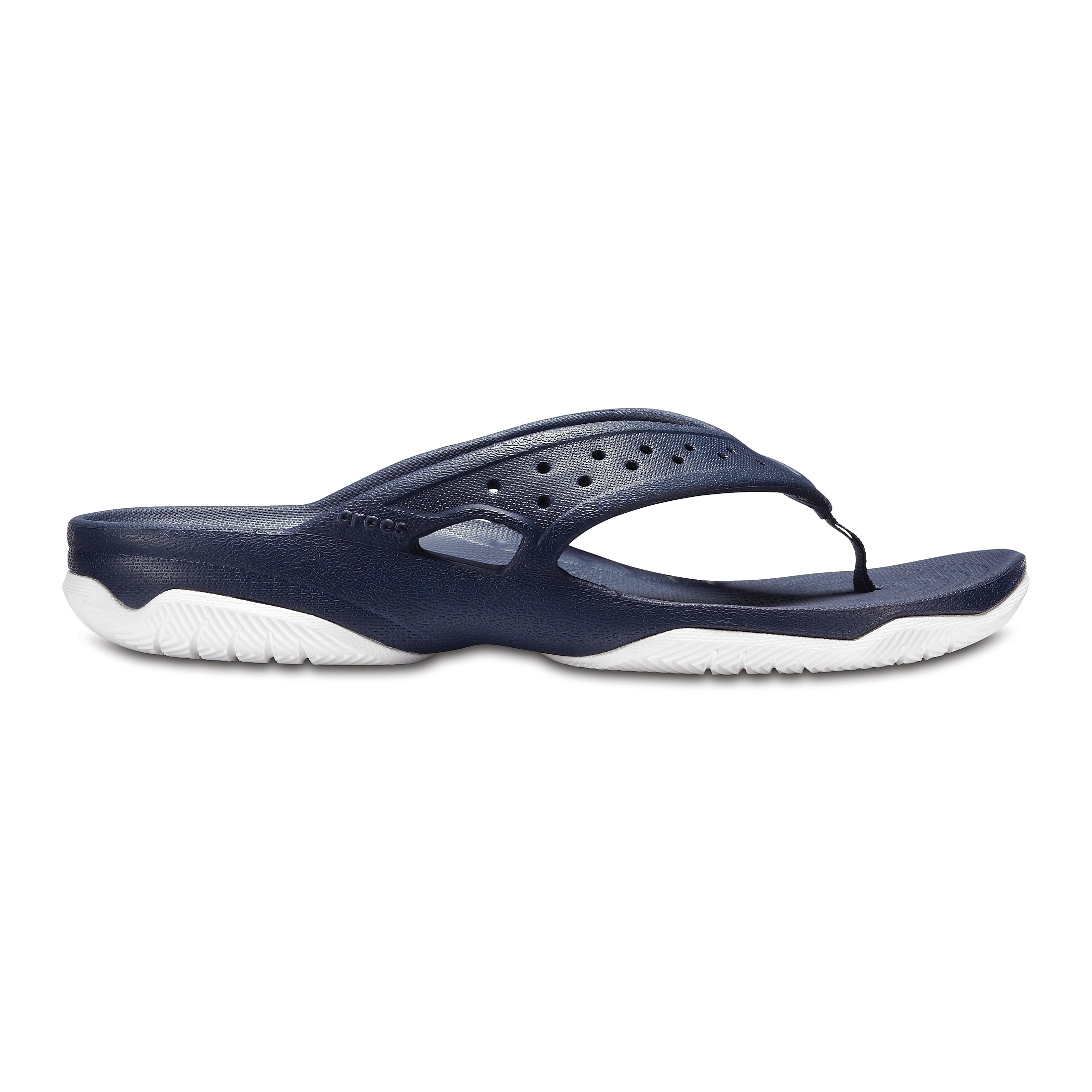 Șlapi Crocs Men’s Swiftwater Deck Flip Albastru – Navy/White Albastru imagine 2022