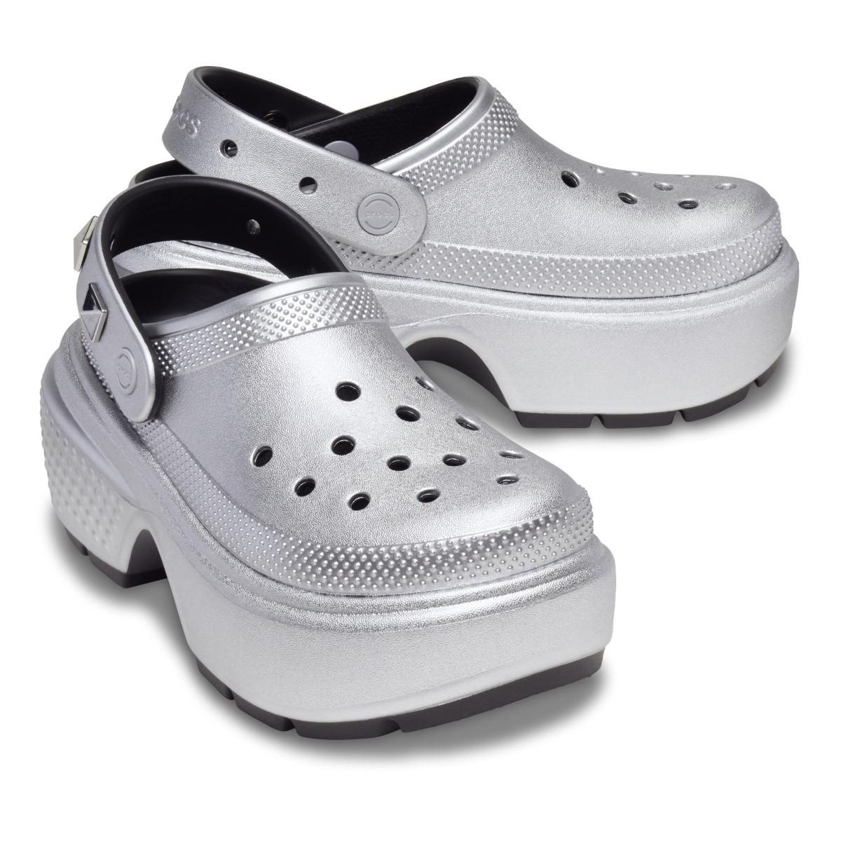 Saboti Crocs Stomp Metallic Clog Argintiu - Silver - 3 | YEO