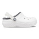 Saboti Crocs New Classic Lined Clog Kids Culoare Alb - White/Grey