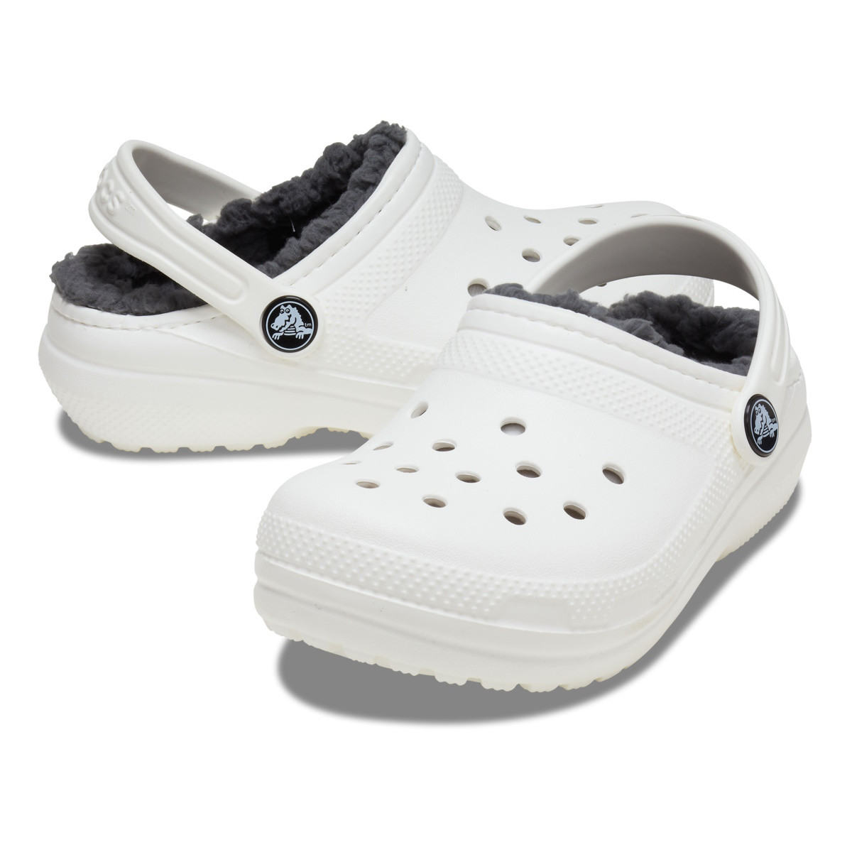 Saboti Crocs New Classic Lined Clog Kids Alb - White/Grey - 3 | YEO