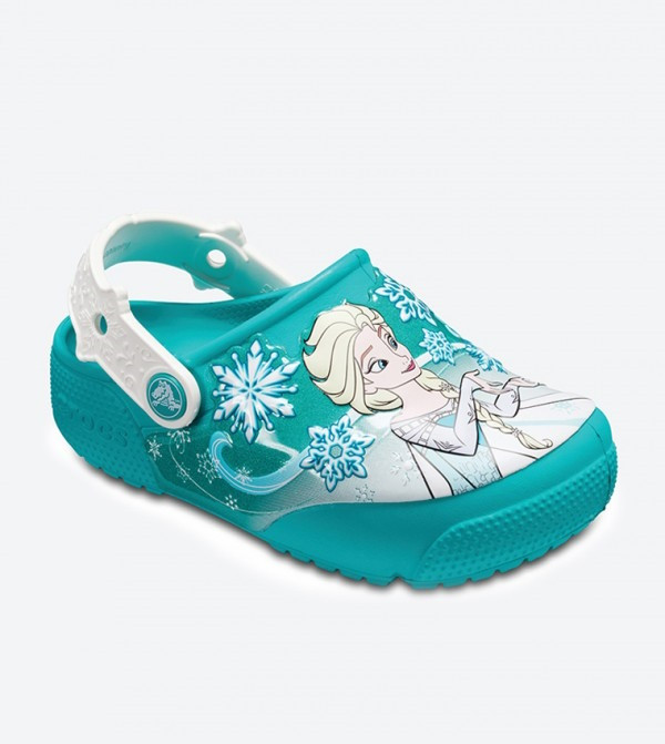 Saboti Crocs Crocs Fun Lab Frozen Lights Clog Kids Albastru - Tropical Teal - 2 | YEO