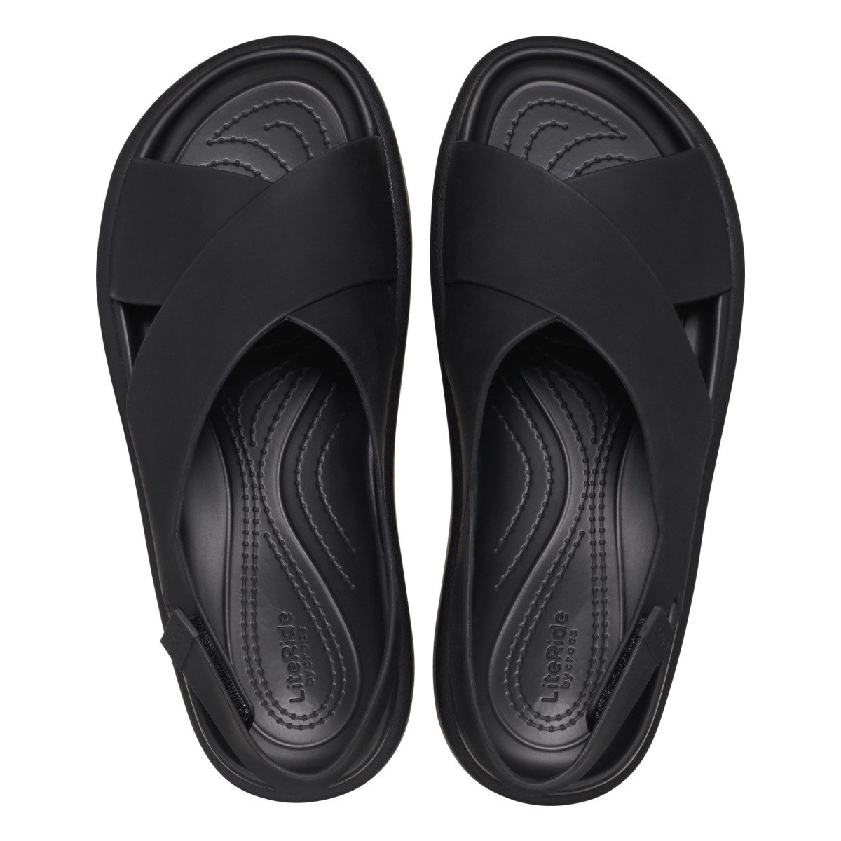 Sandale Crocs Brooklyn Luxe Cross Strap Negru - Black/Black - 4 | YEO