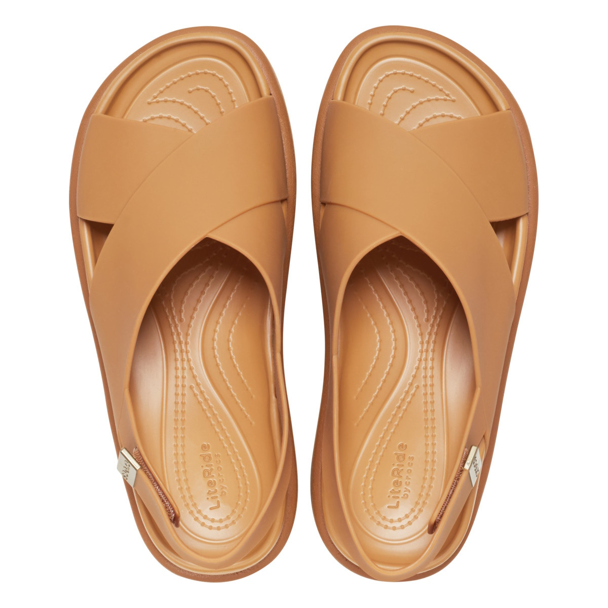 Sandale Crocs Brooklyn Luxe Cross Strap Maro - Tan/Tan - 4 | YEO
