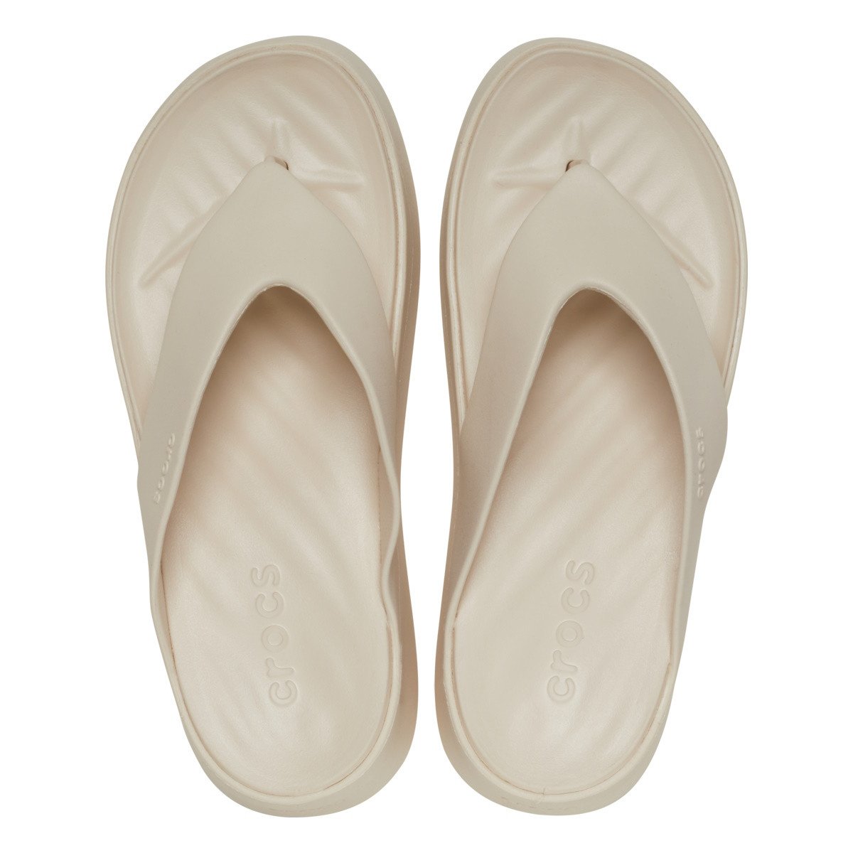 Slapi Crocs Getaway Platform Flip Bej - Stucco - 4 | YEO
